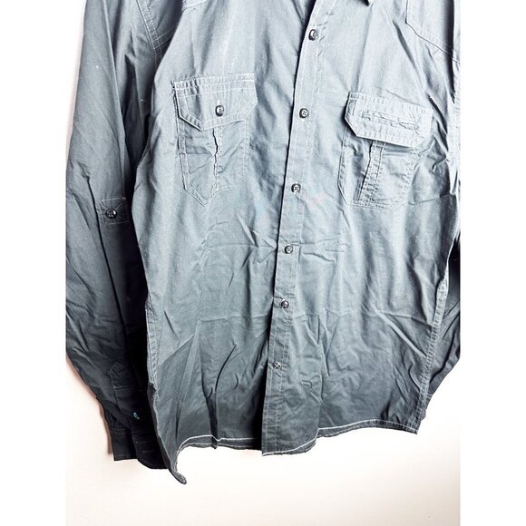 Drill NYC Gray Button Down Shirt Dark Gray Mens Medium - Picture 3 of 6